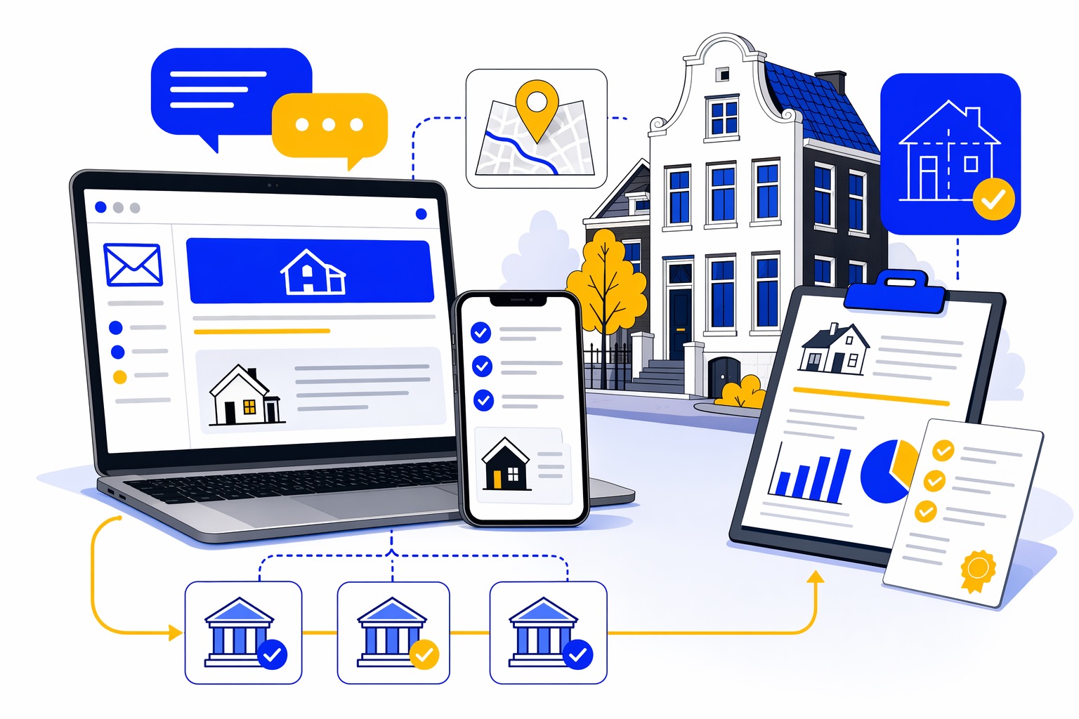 Dutch property transfer visual: digital valuation advisor communication