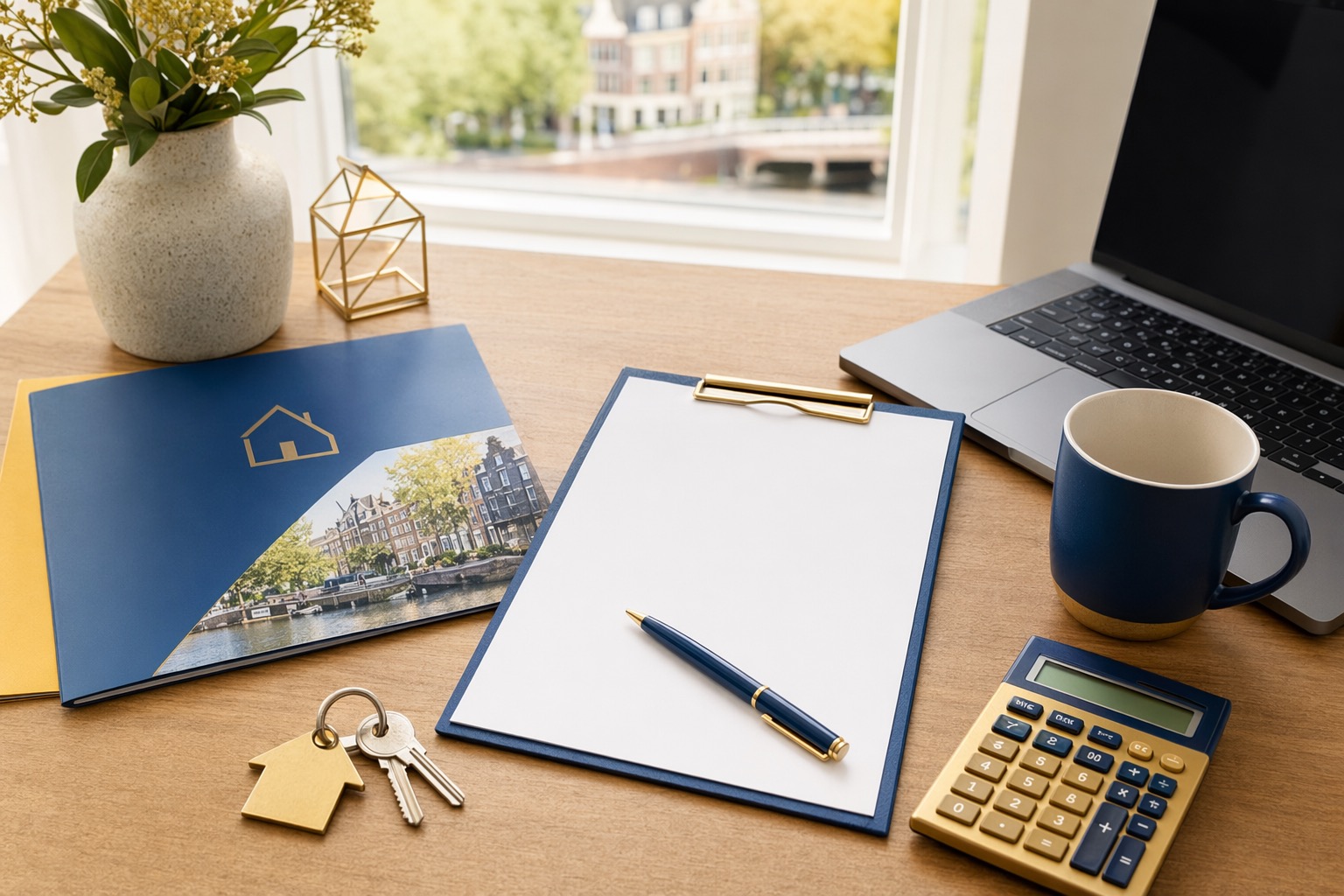 Dutch home buyer cost visual: home valuation payment desk Dutch home
