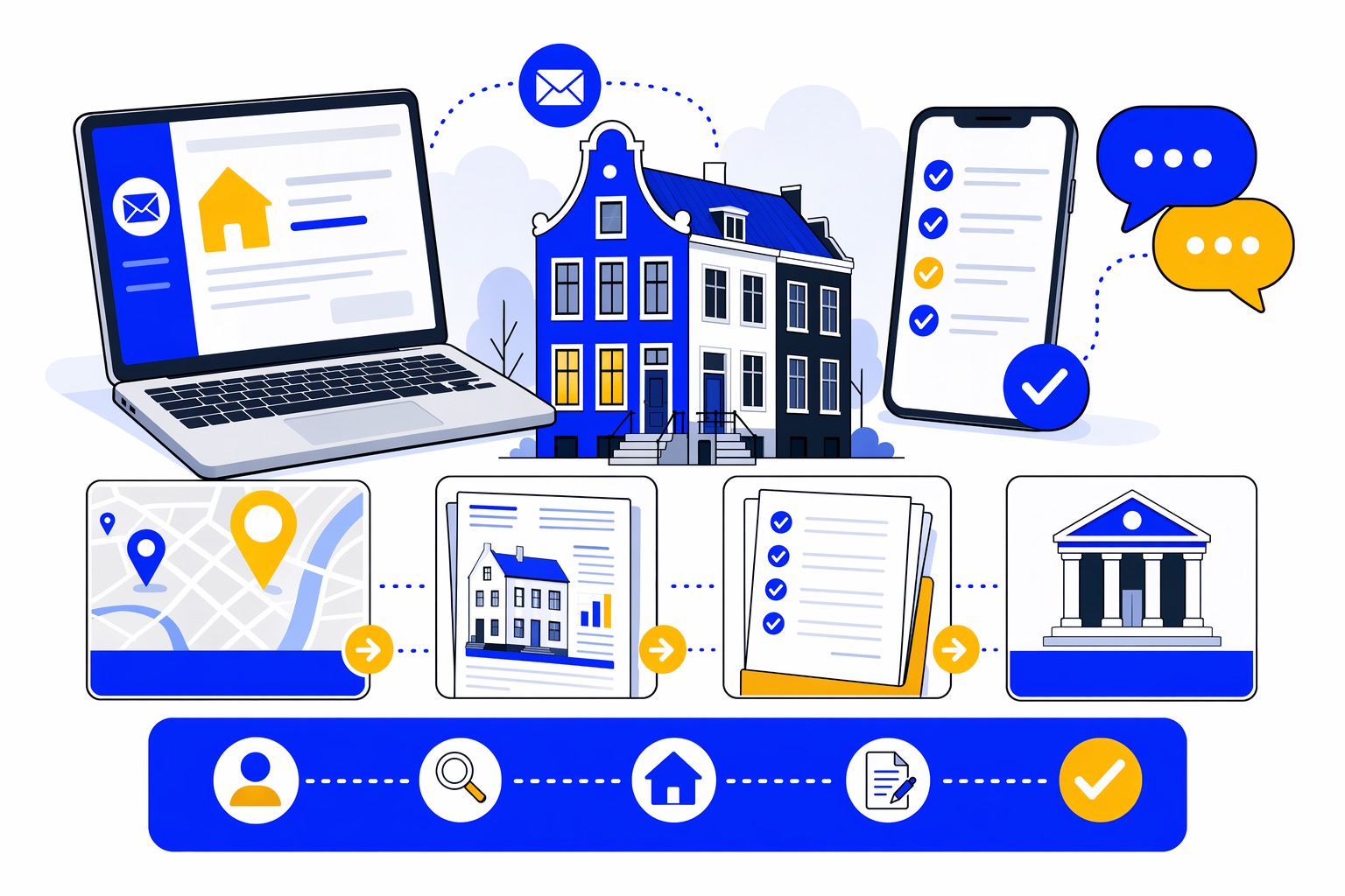 Woning en documenten voor bouwkundige keuring en taxatie.
