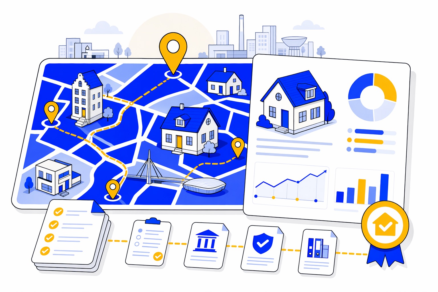Process graphic for documents and process planning when buying property in the Netherlands