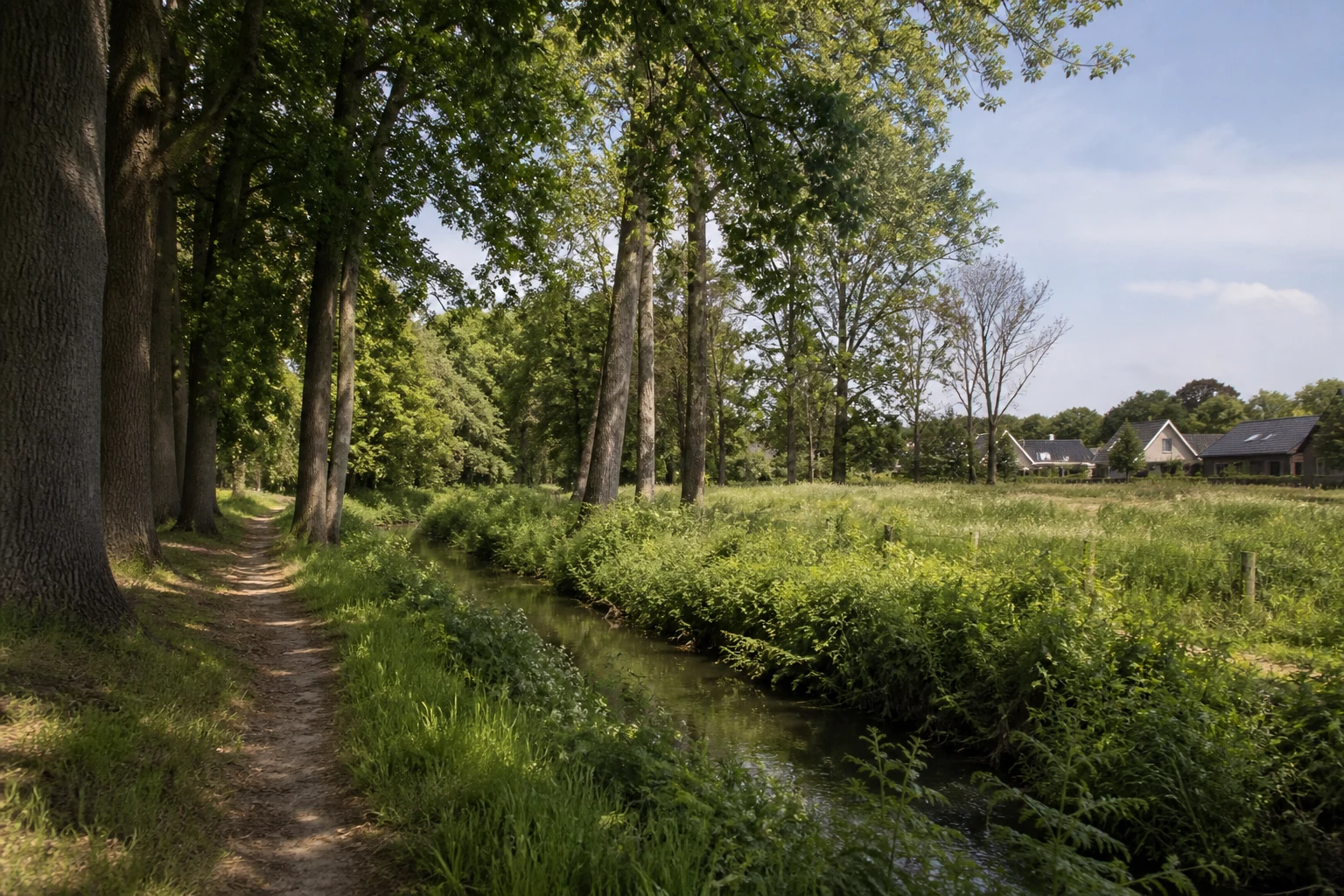 House Valuation in Aalst 3 Green Aalst lane beside a meadow and mature trees in North Brabant