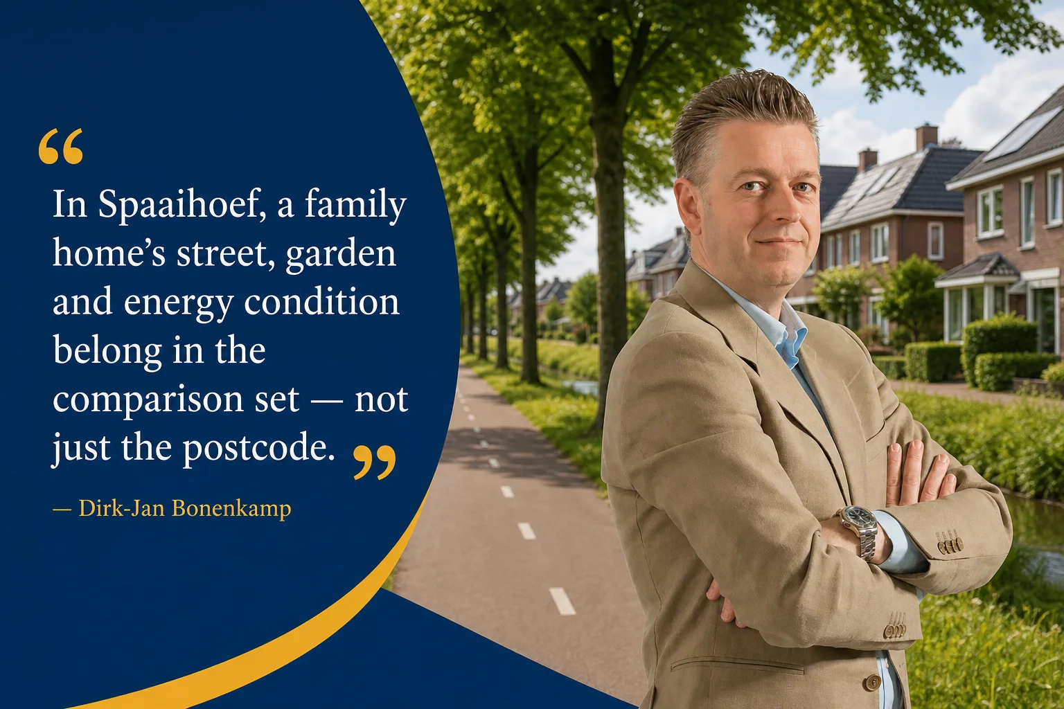 House Valuation in Achtse Barrier–Spaaihoef, Eindhoven 6 Dirk-Jan Bonenkamp quote about Spaaihoef street, garden and energy comparisons