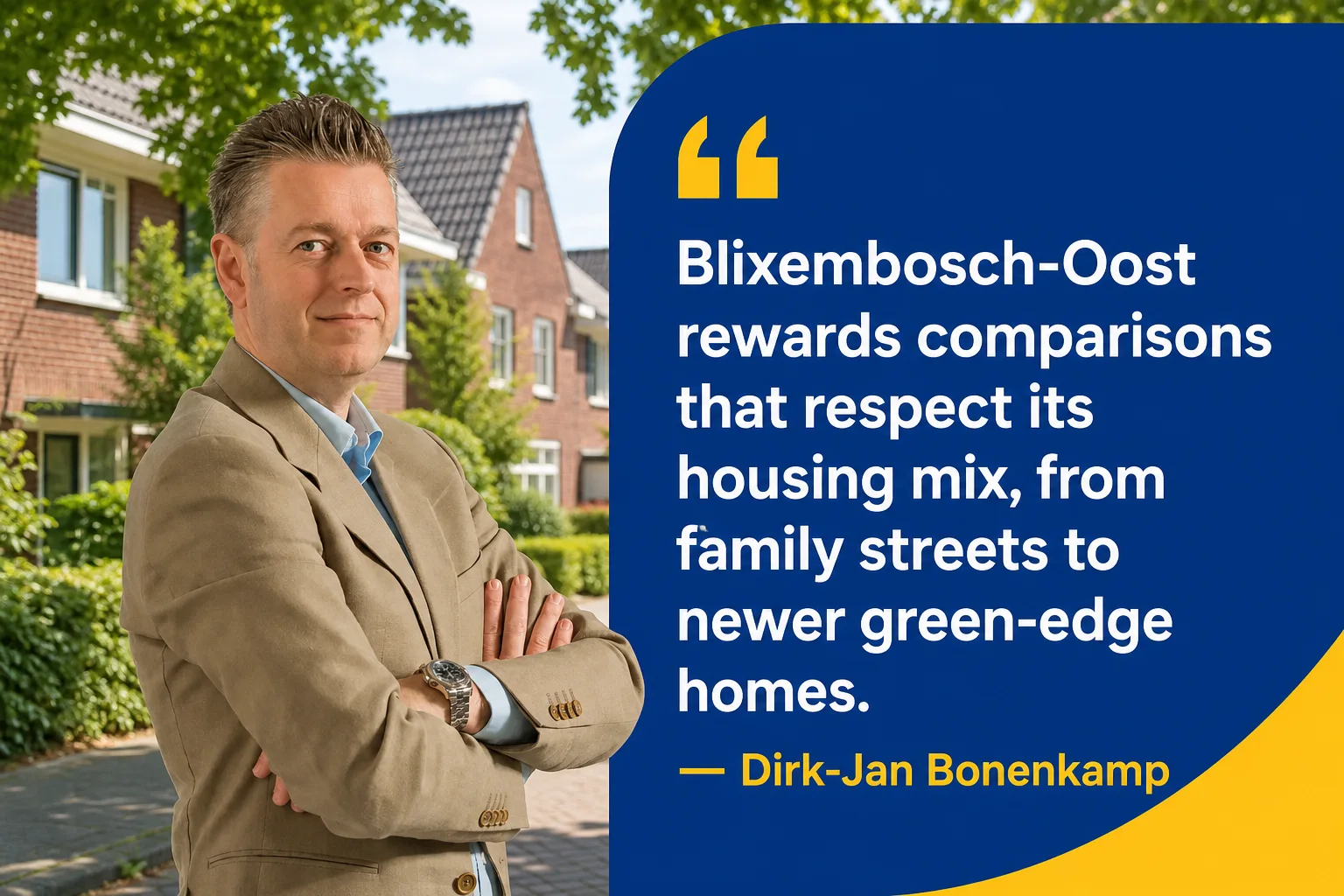 Dirk-Jan Bonenkamp quote about comparing Blixembosch-Oost homes by address, type and condition