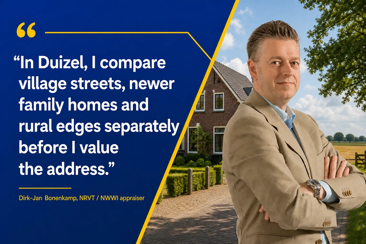 House Valuation in Duizel 5 Dirk-Jan Bonenkamp explaining why Duizel's village centre, wooded edge and dispersed homes need different comparable sets