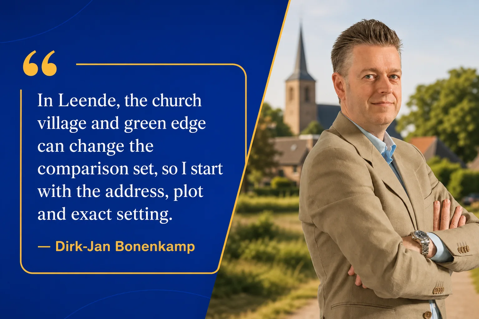 Dirk-Jan Bonenkamp explaining why Leende's church village and green edge affect comparable selection