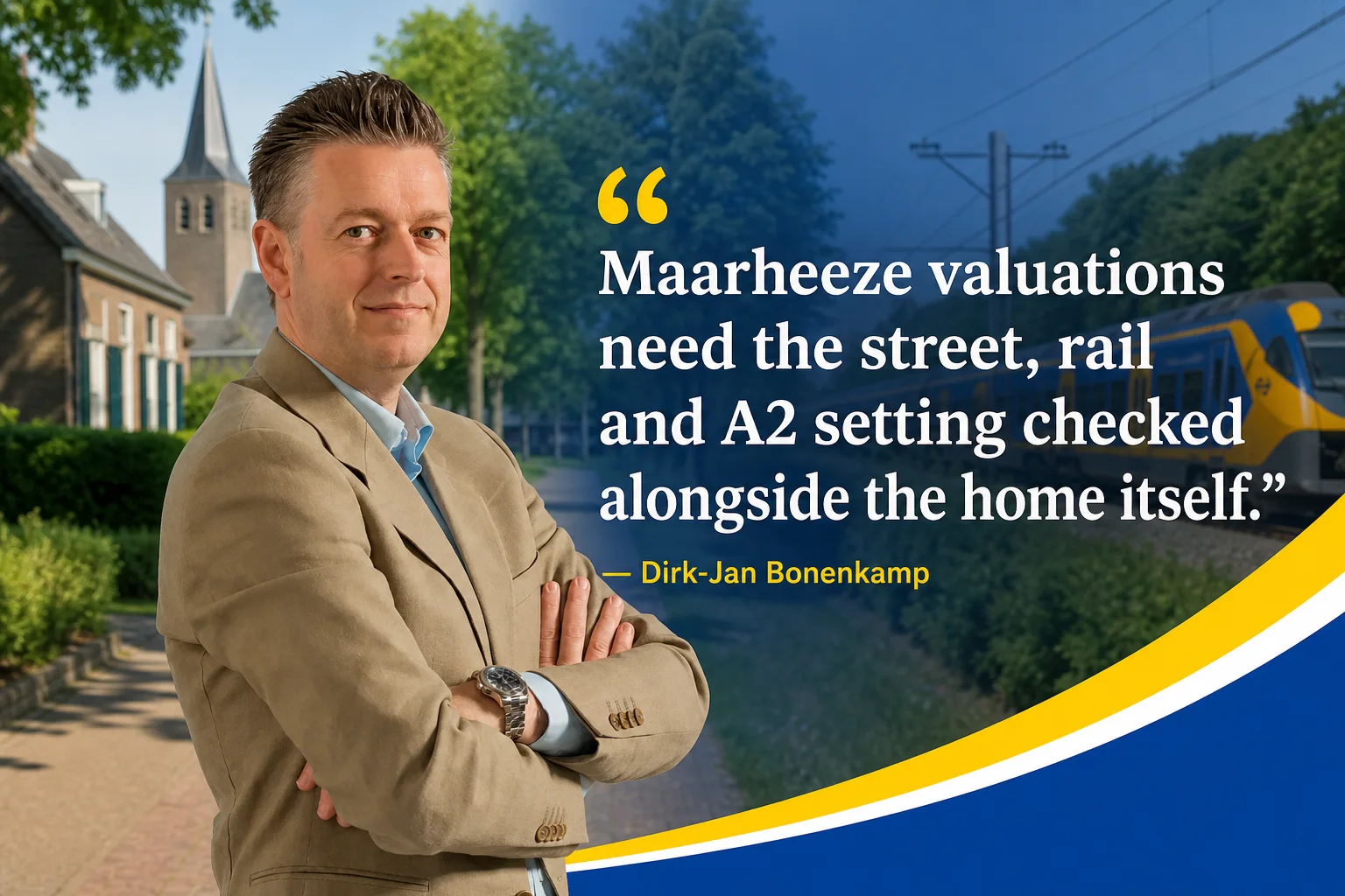 Dirk-Jan Bonenkamp explaining why Maarheeze's street, rail and A2 setting needs a matched comparable set