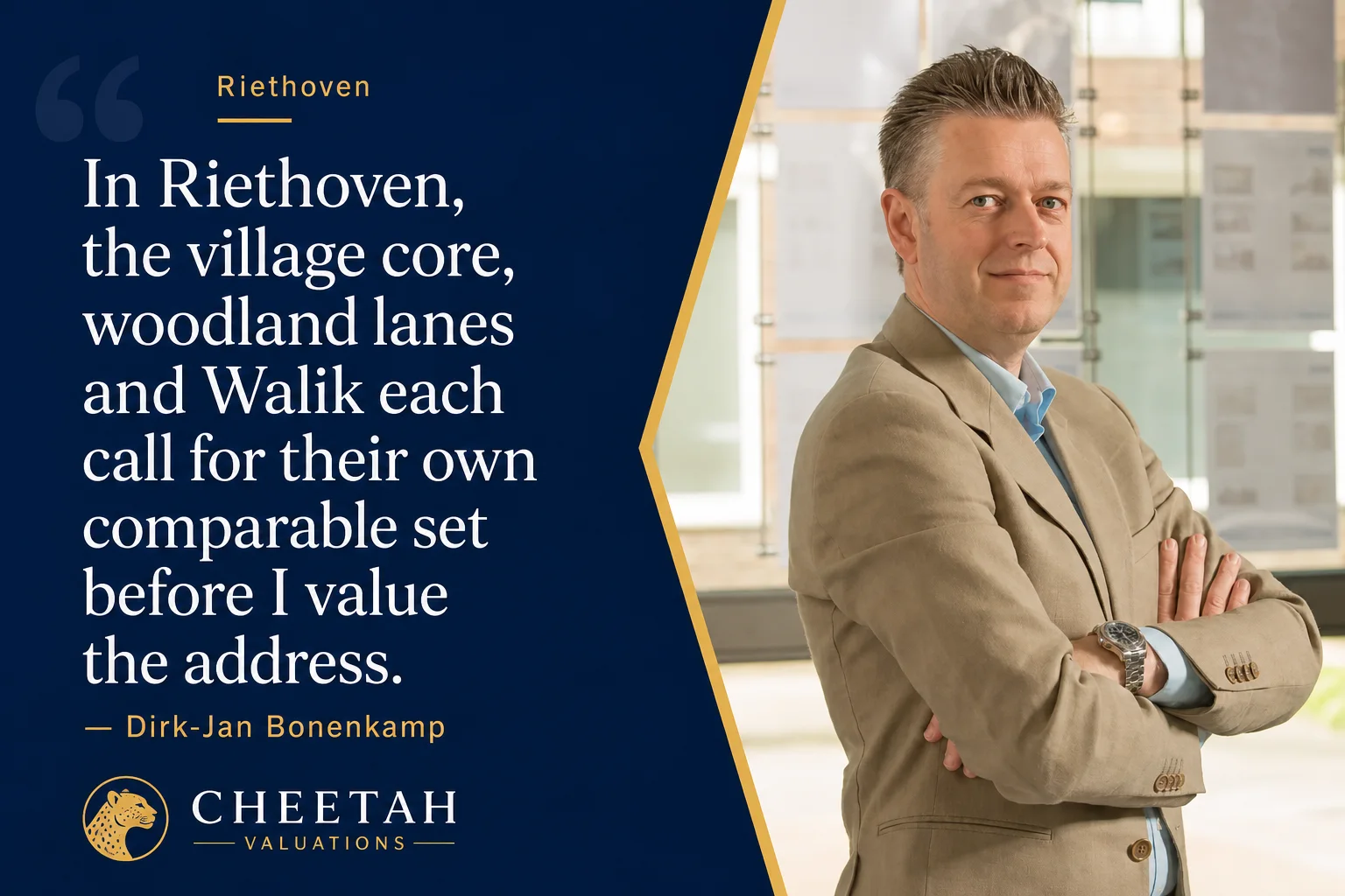 Dirk-Jan Bonenkamp explaining why Riethoven's village core, woodland lanes and Walik need different comparable sets