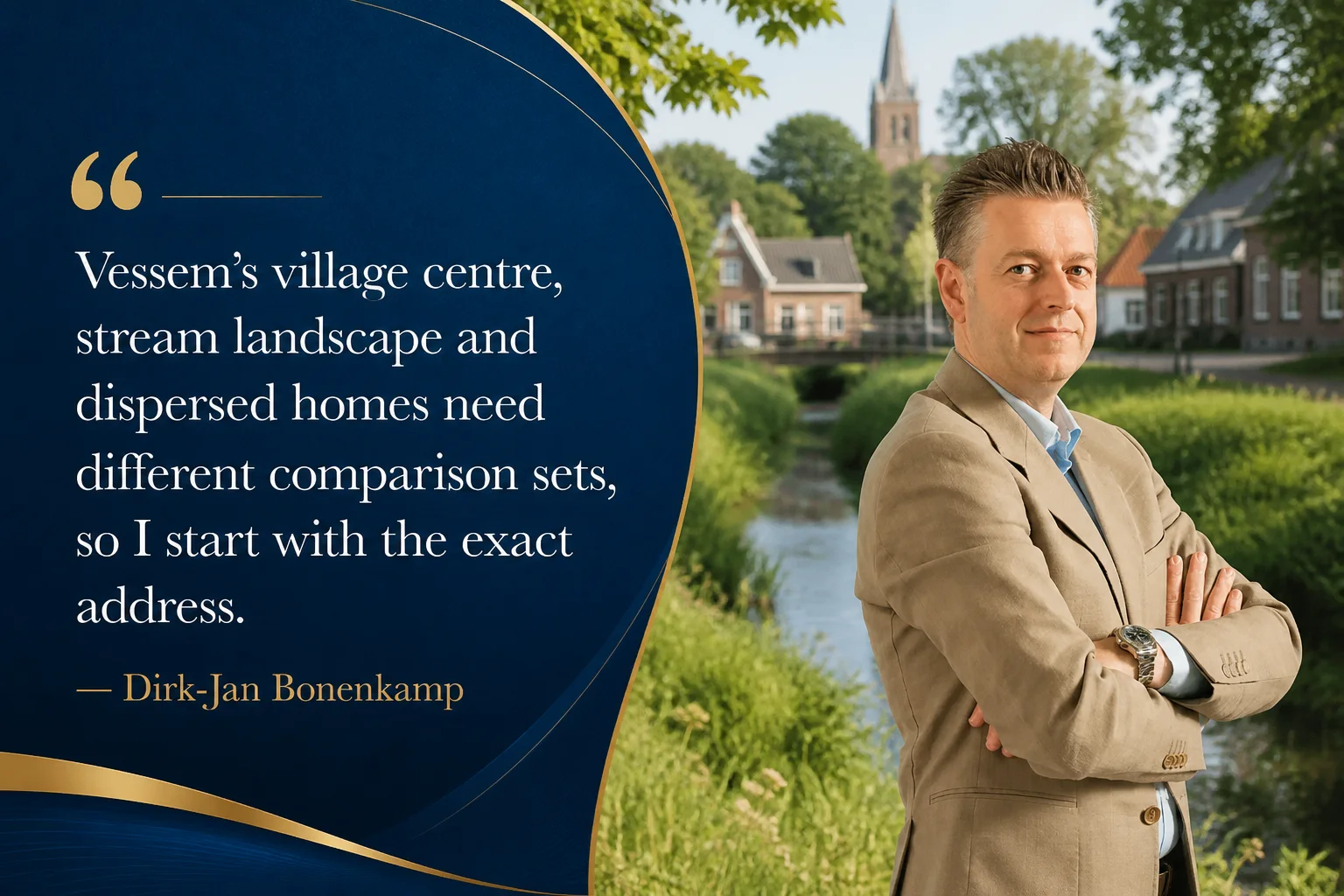 House Valuation in Vessem 5 Dirk-Jan Bonenkamp explaining why Vessem's village centre, wooded edge and dispersed homes need different comparable sets