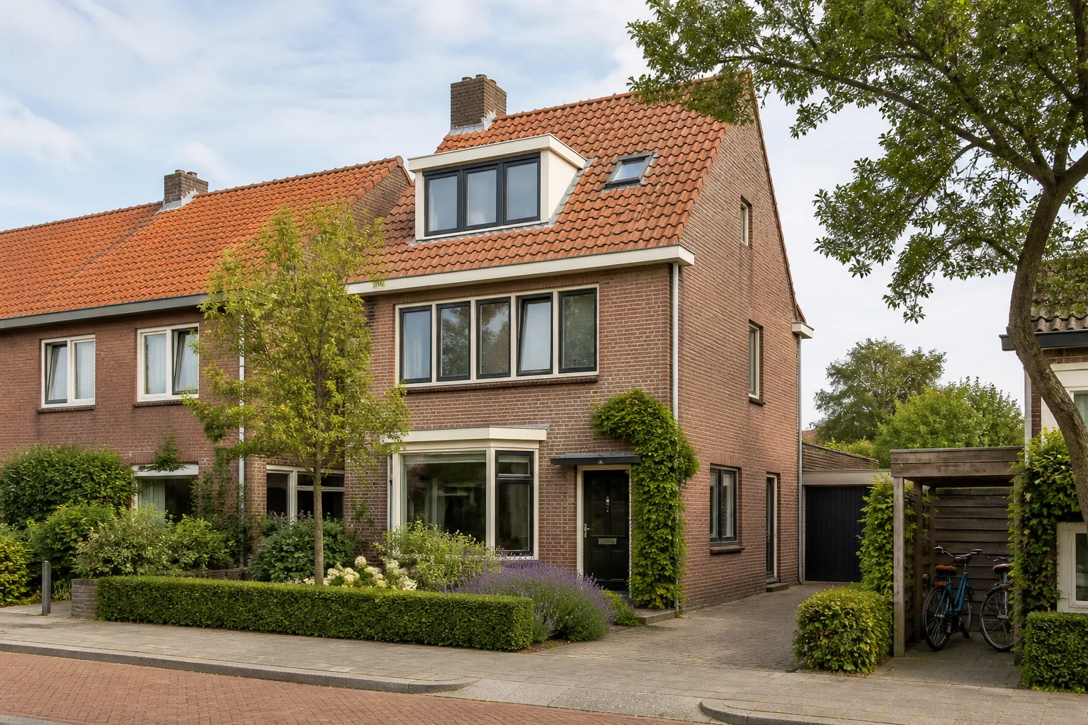 House Valuation in Eindhoven 5 Representative Eindhoven brick family home with a garden, driveway and bicycle storage