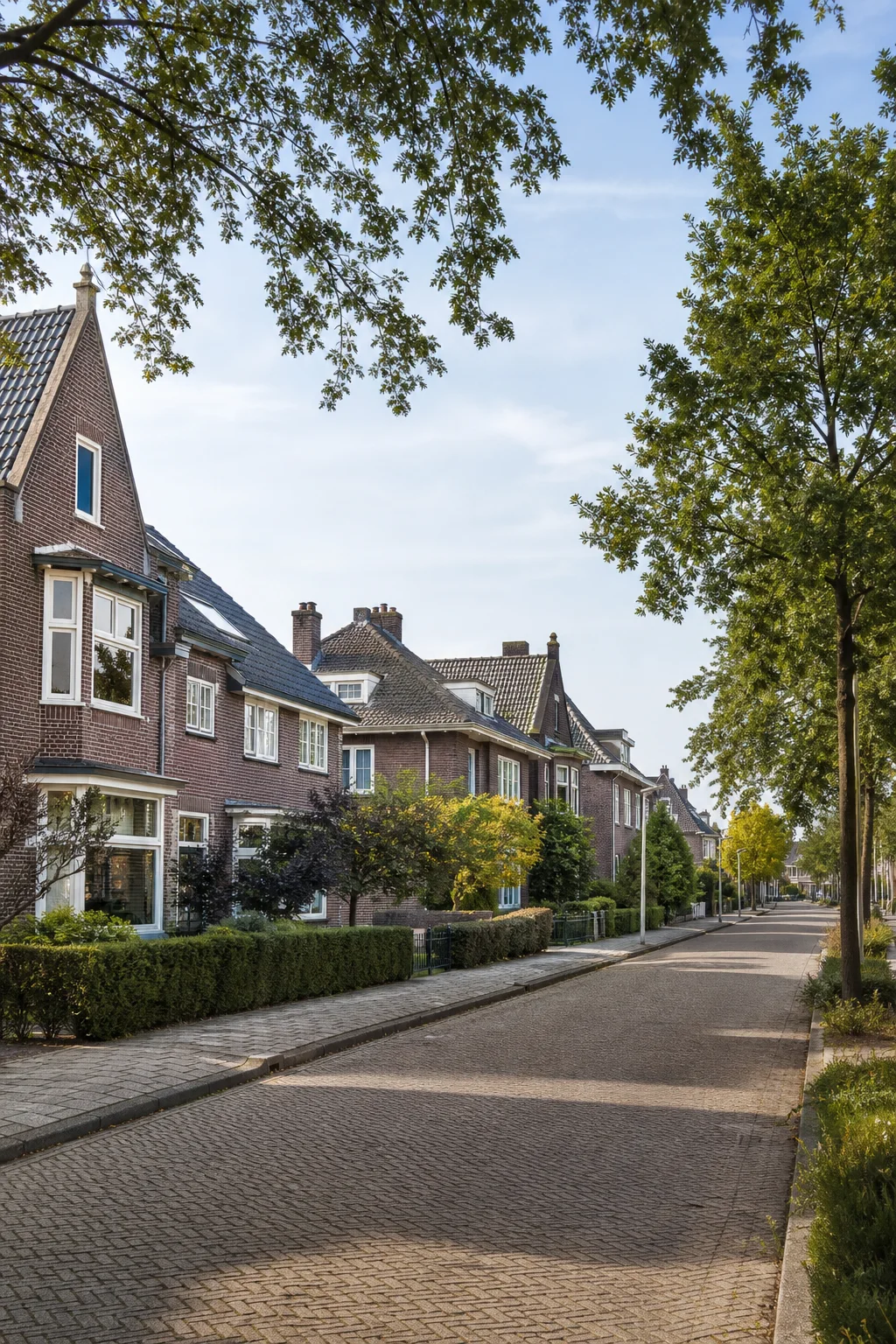 House Valuation in Geldrop 1 Geldrop town street with brick homes, mature trees and a North Brabant village setting
