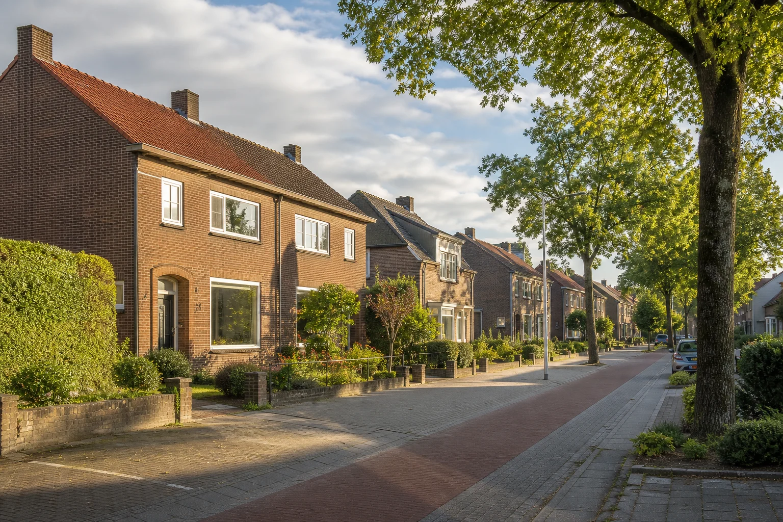 House Valuation in Kerkdorp Acht 5 Representative brick family housing and cycle street in Kerkdorp Acht, Eindhoven