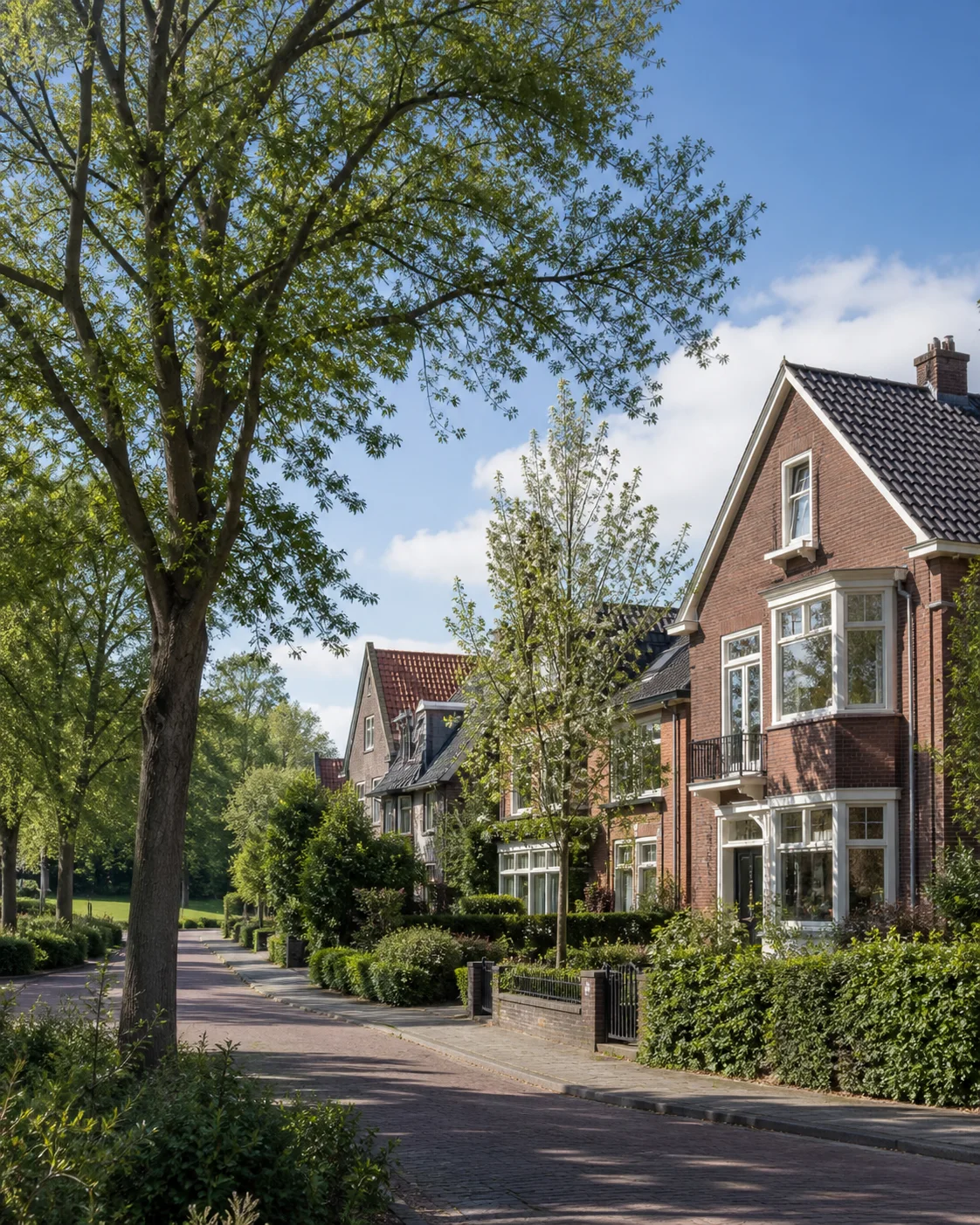 Vertical residential street and homes near Roosten in Eindhoven