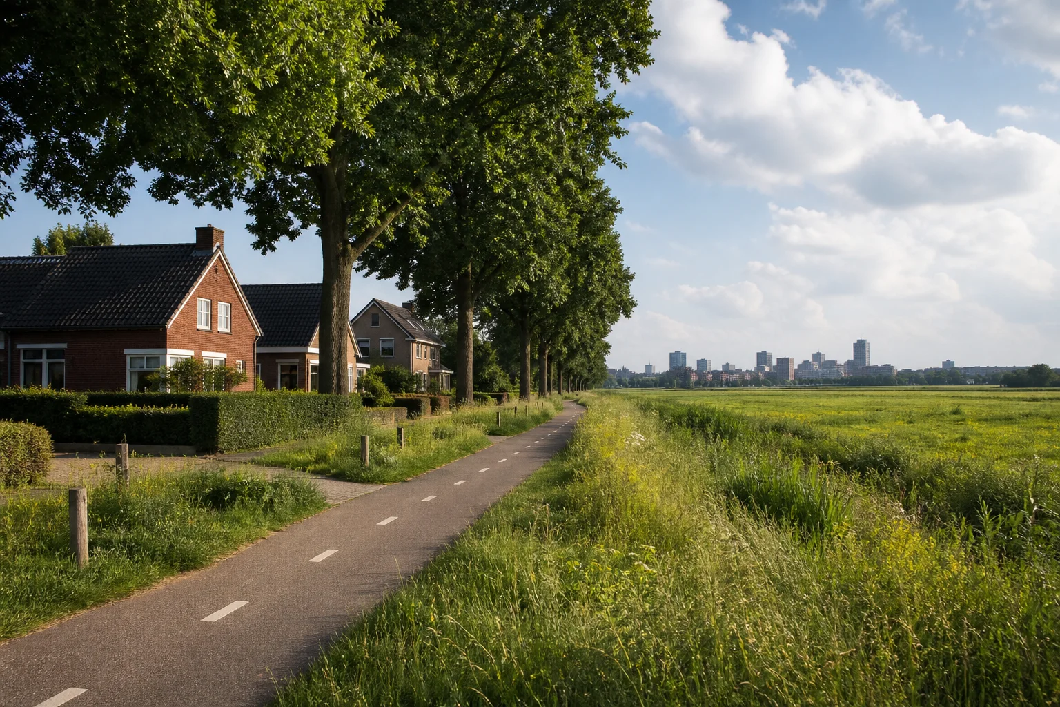 House Valuation in Veldhoven 3 Green Veldhoven lane beside a meadow and mature trees in North Brabant